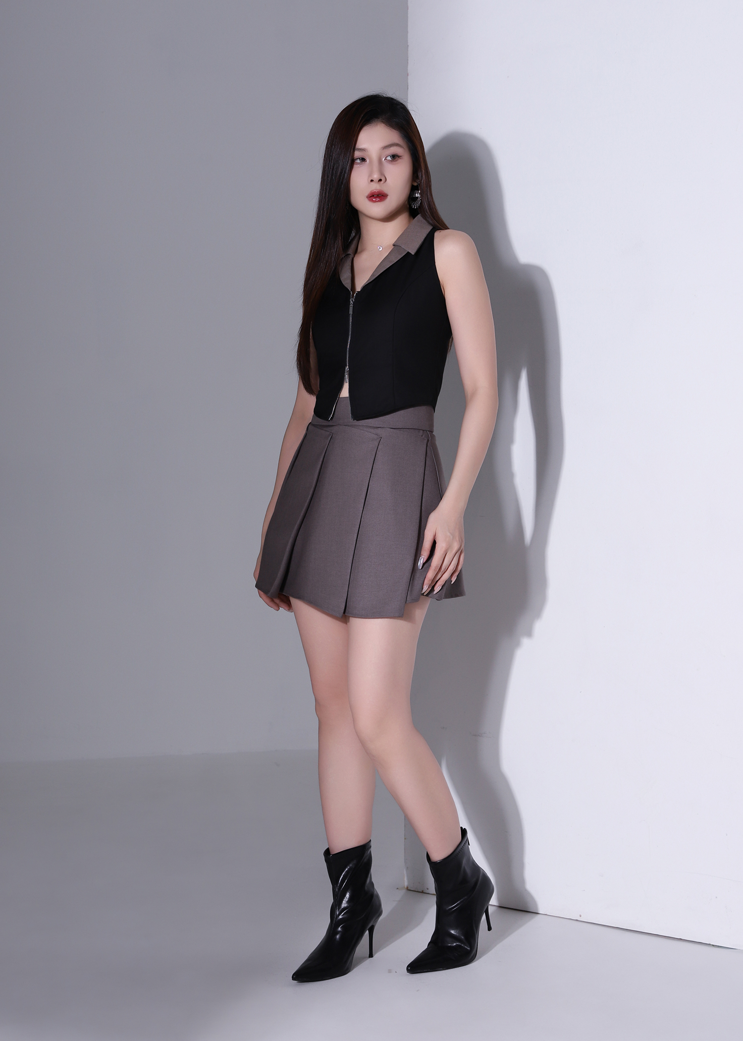 Pleated Flare Mini Skirt AC873