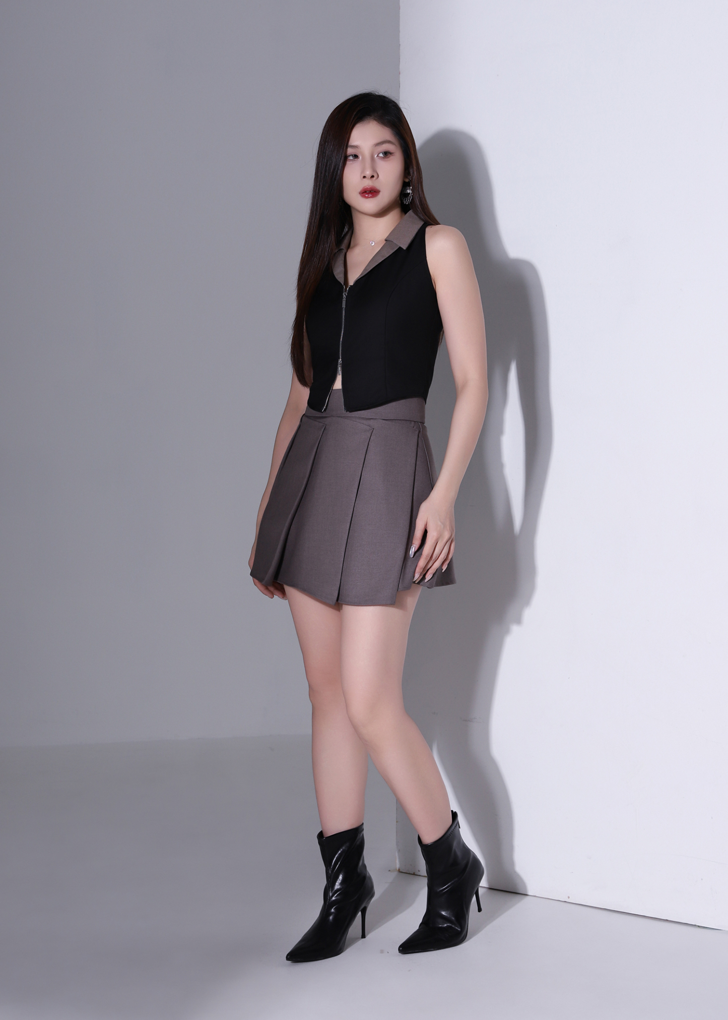 Pleated Flare Mini Skirt AC873