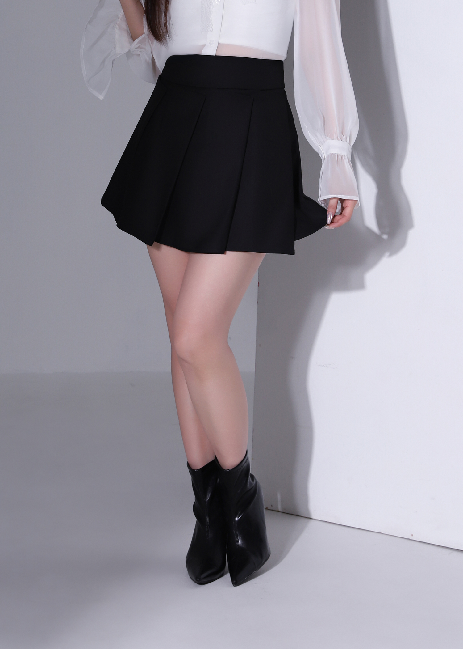 Pleated Flare Mini Skirt AC873