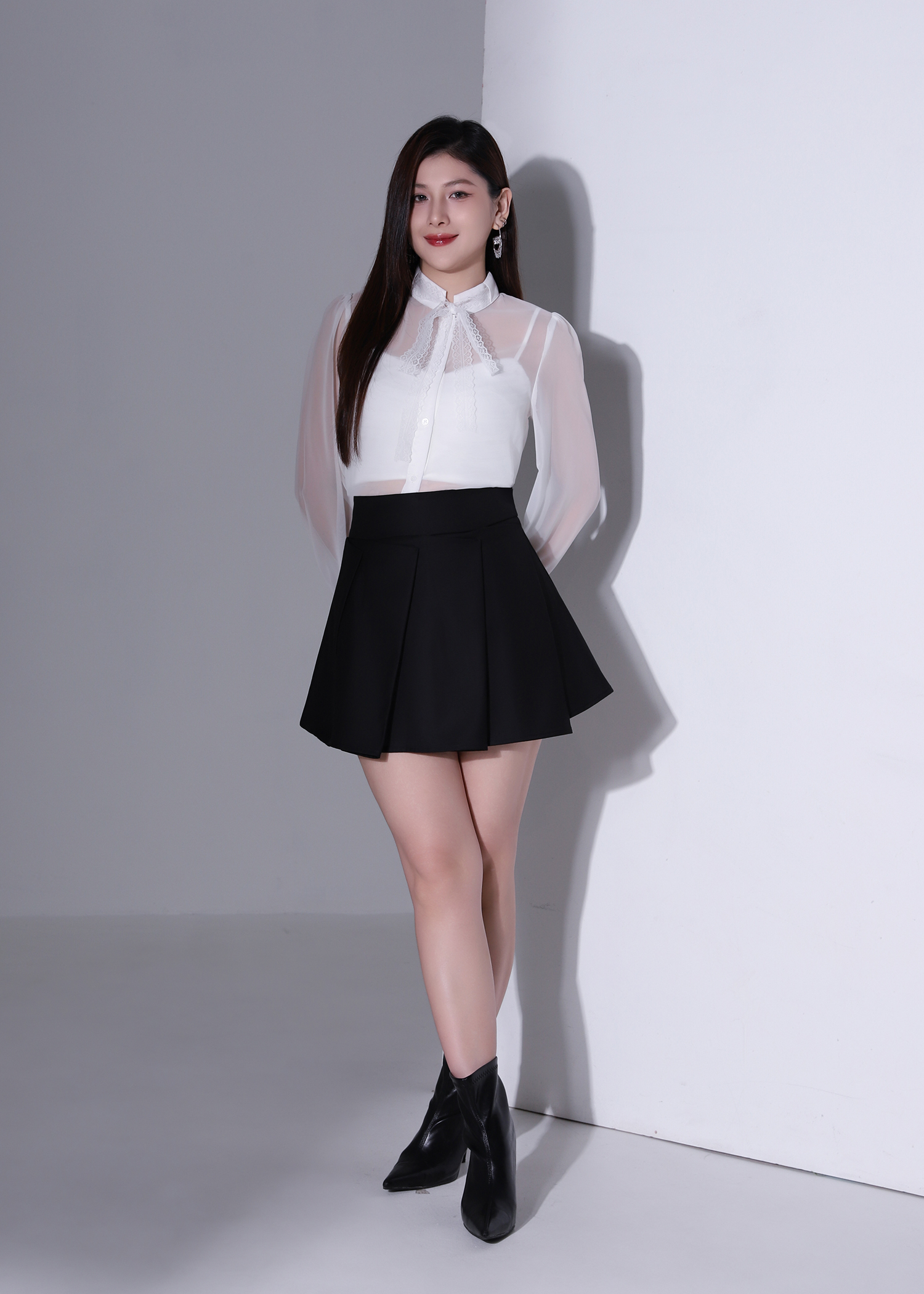 Pleated Flare Mini Skirt AC873