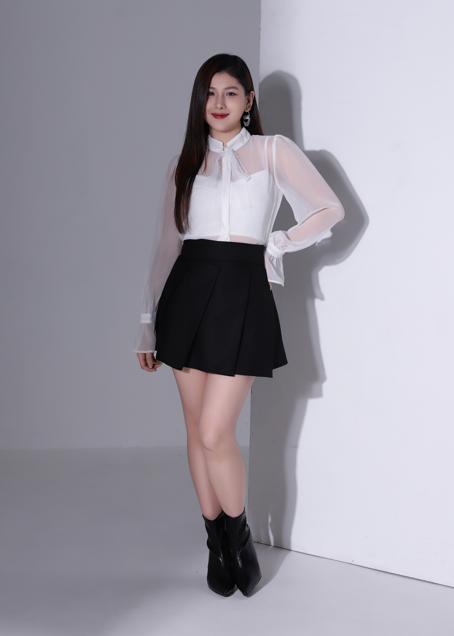 Pleated Flare Mini Skirt AC873