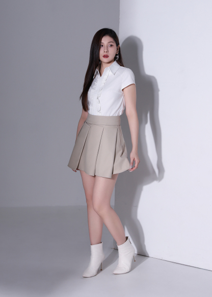 Pleated Flare Mini Skirt AC873