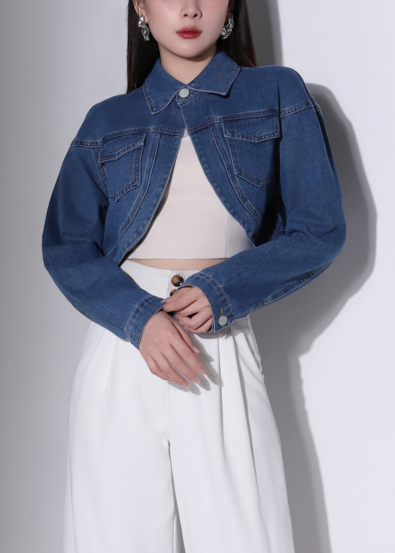 Denim Coller Long Sleeve Jacket AC877