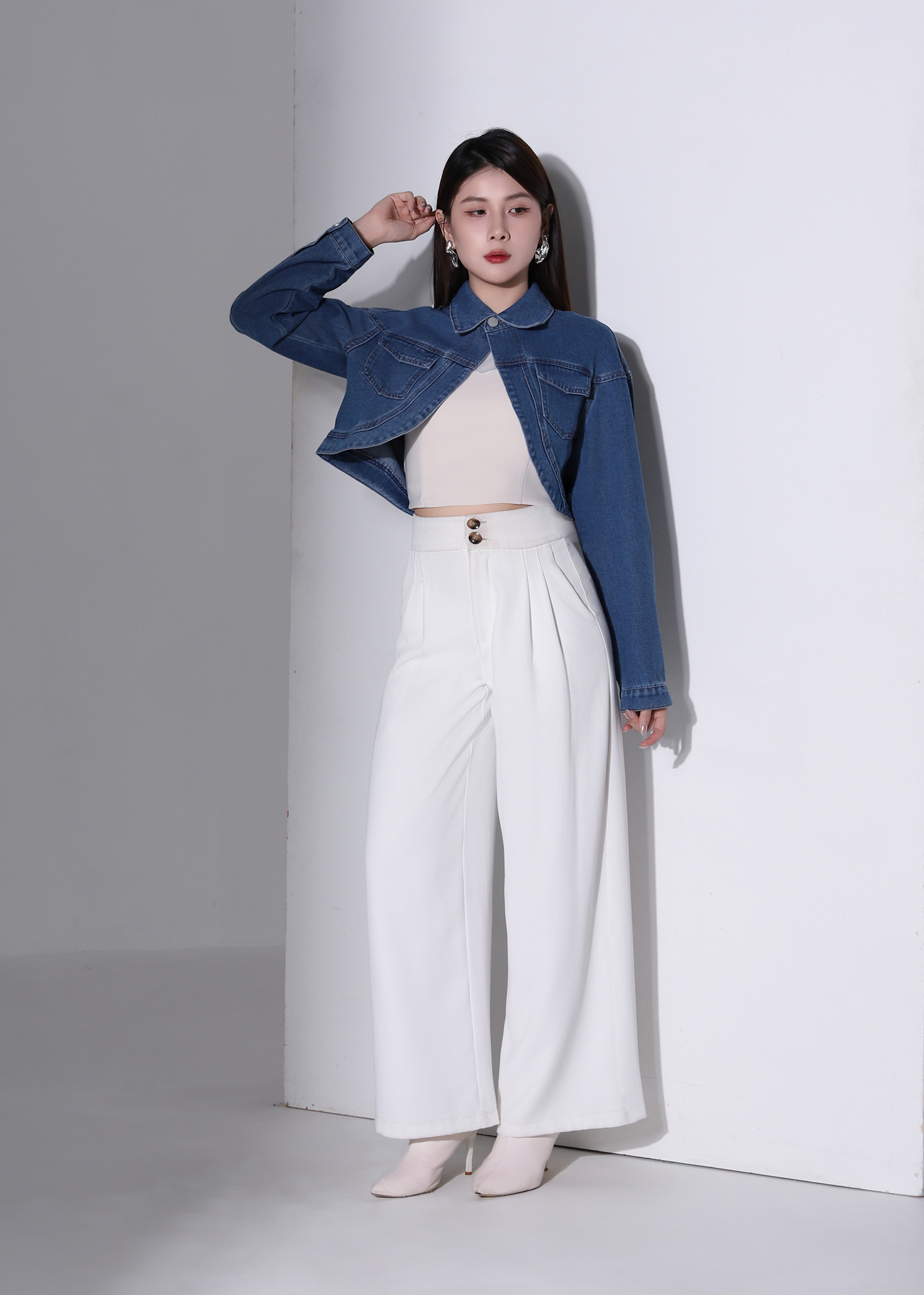 Denim Coller Long Sleeve Jacket AC877