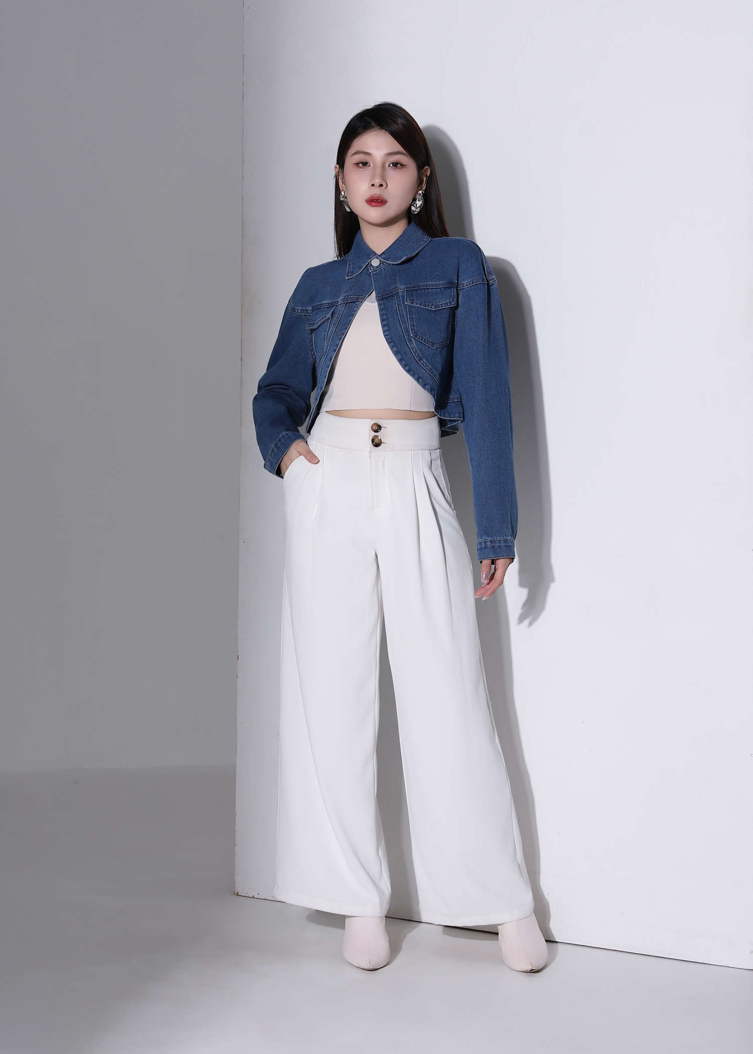 Denim Coller Long Sleeve Jacket AC877
