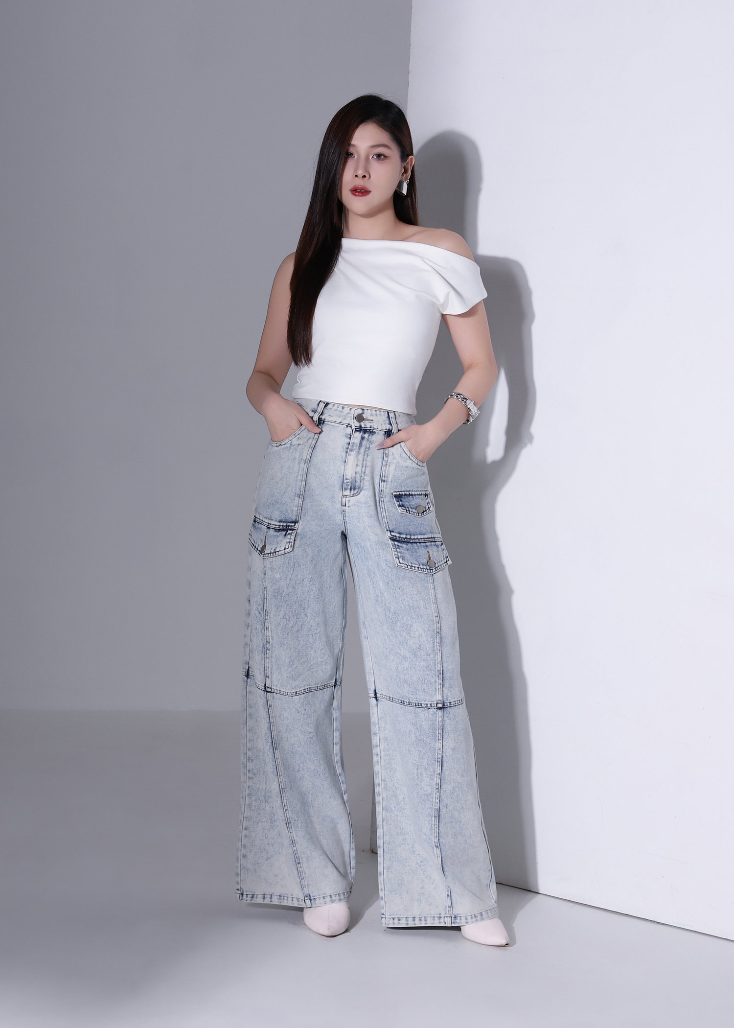 Denim Wide Leg Long Pants AC878