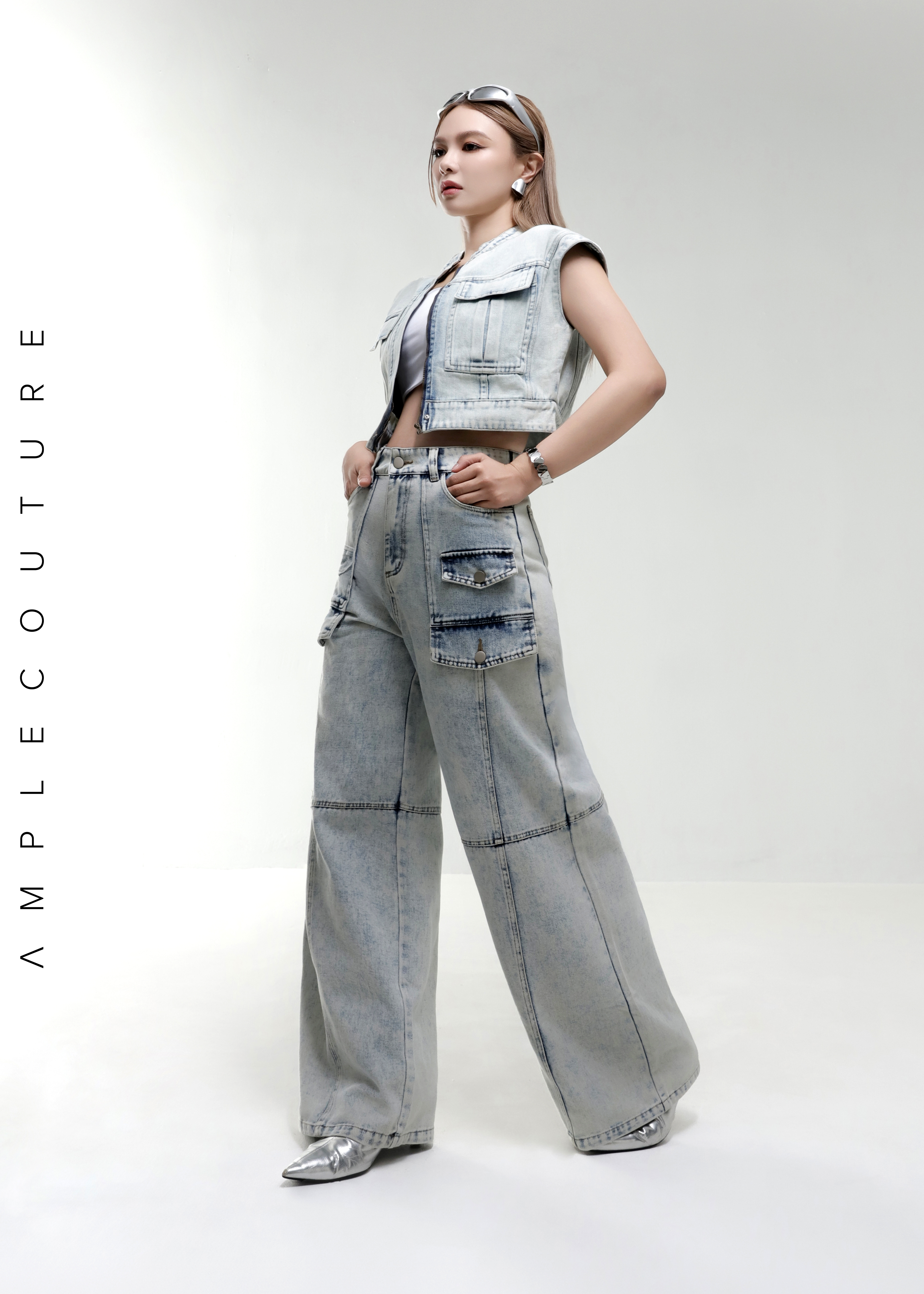 Denim Sleeveless Hidden Zip Top AC882