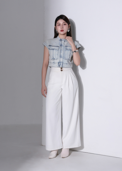 Denim Sleeveless Hidden Zip Top AC882