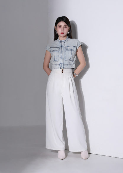 Denim Sleeveless Hidden Zip Top AC882