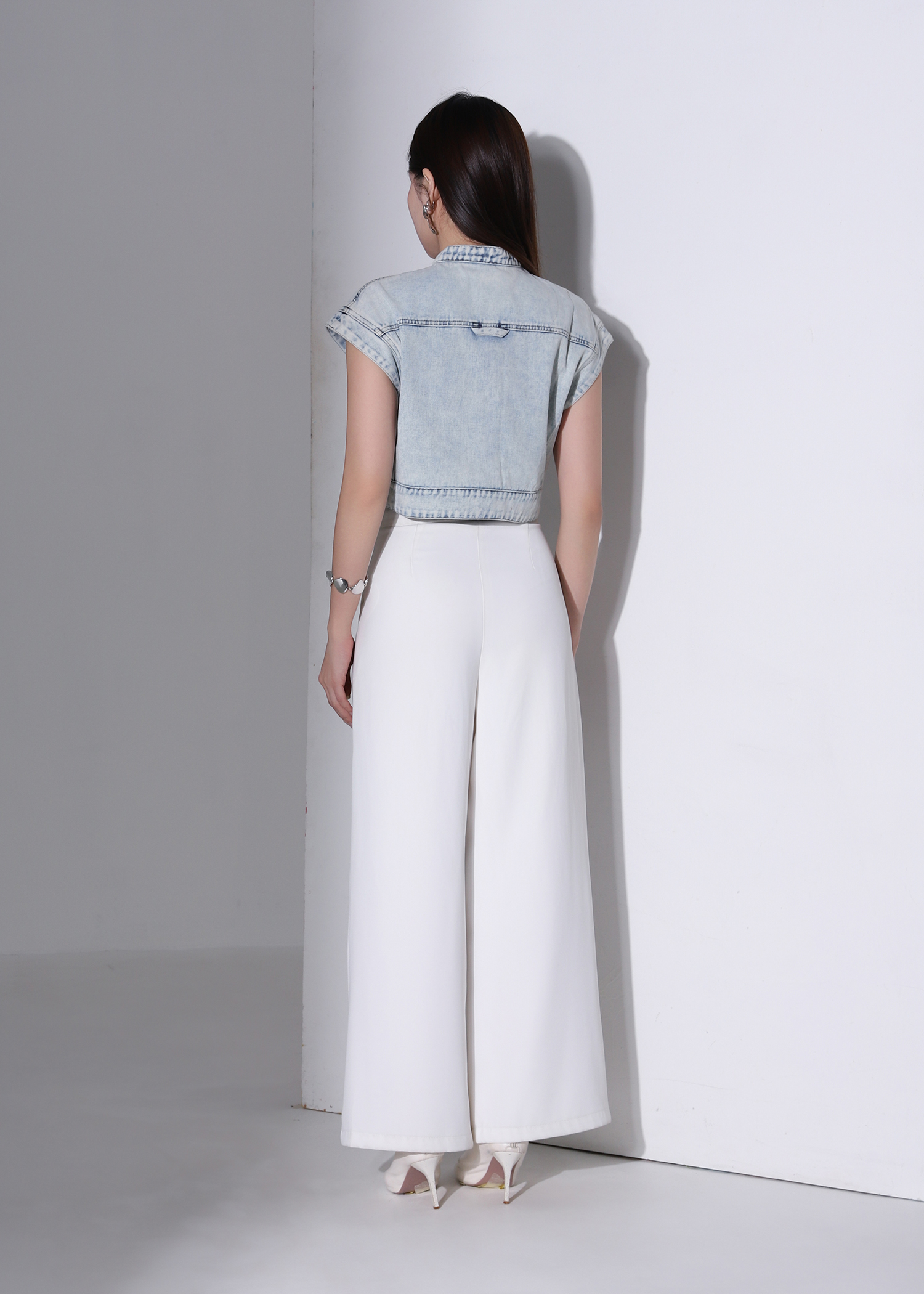 Denim Sleeveless Hidden Zip Top AC882