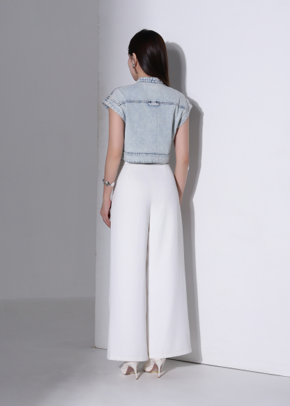 Denim Sleeveless Hidden Zip Top AC882