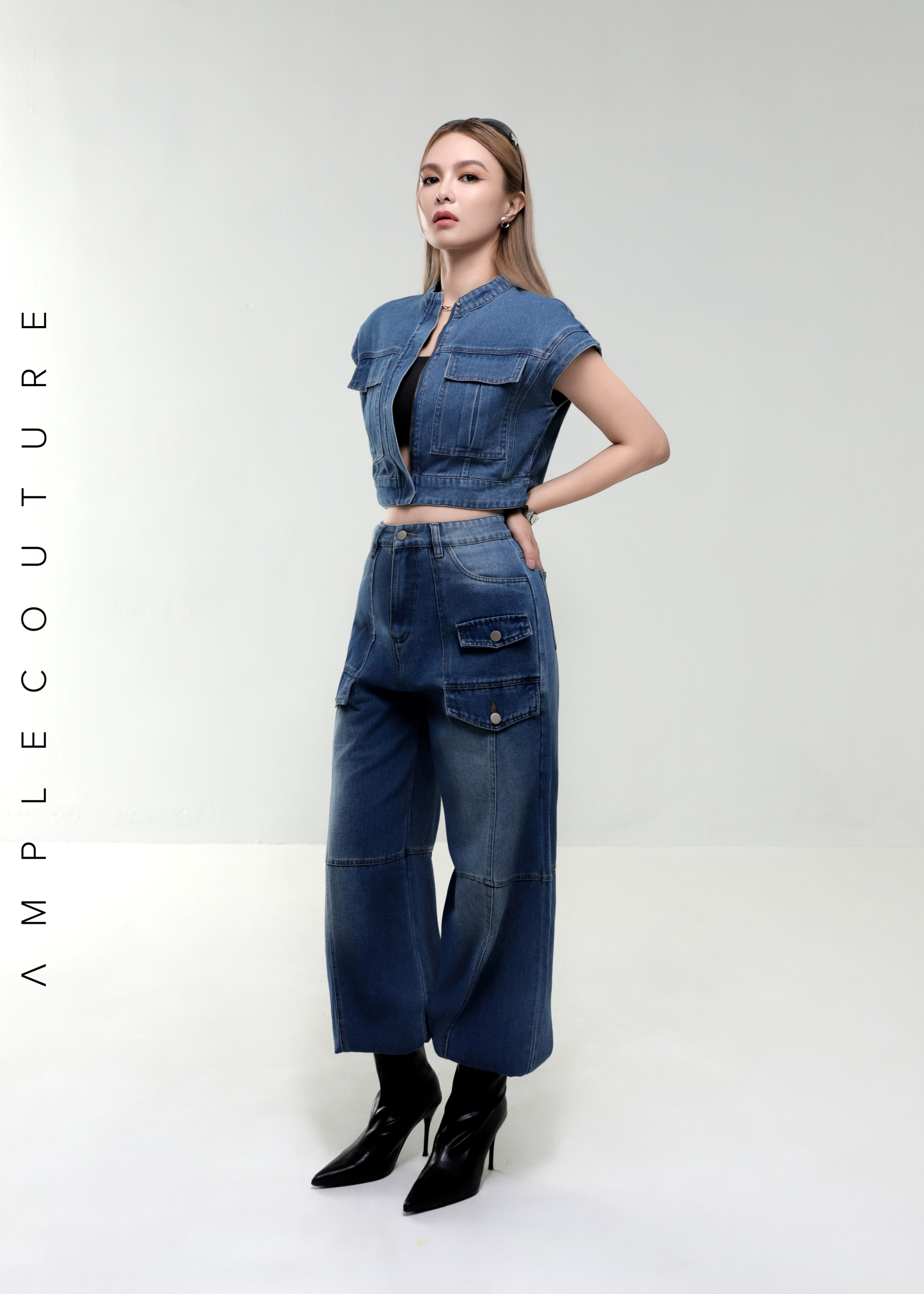 Denim Sleeveless Hidden Zip Top AC882