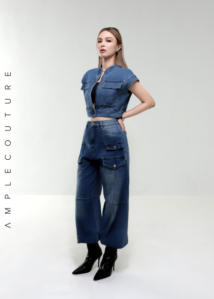 Denim Sleeveless Hidden Zip Top AC882