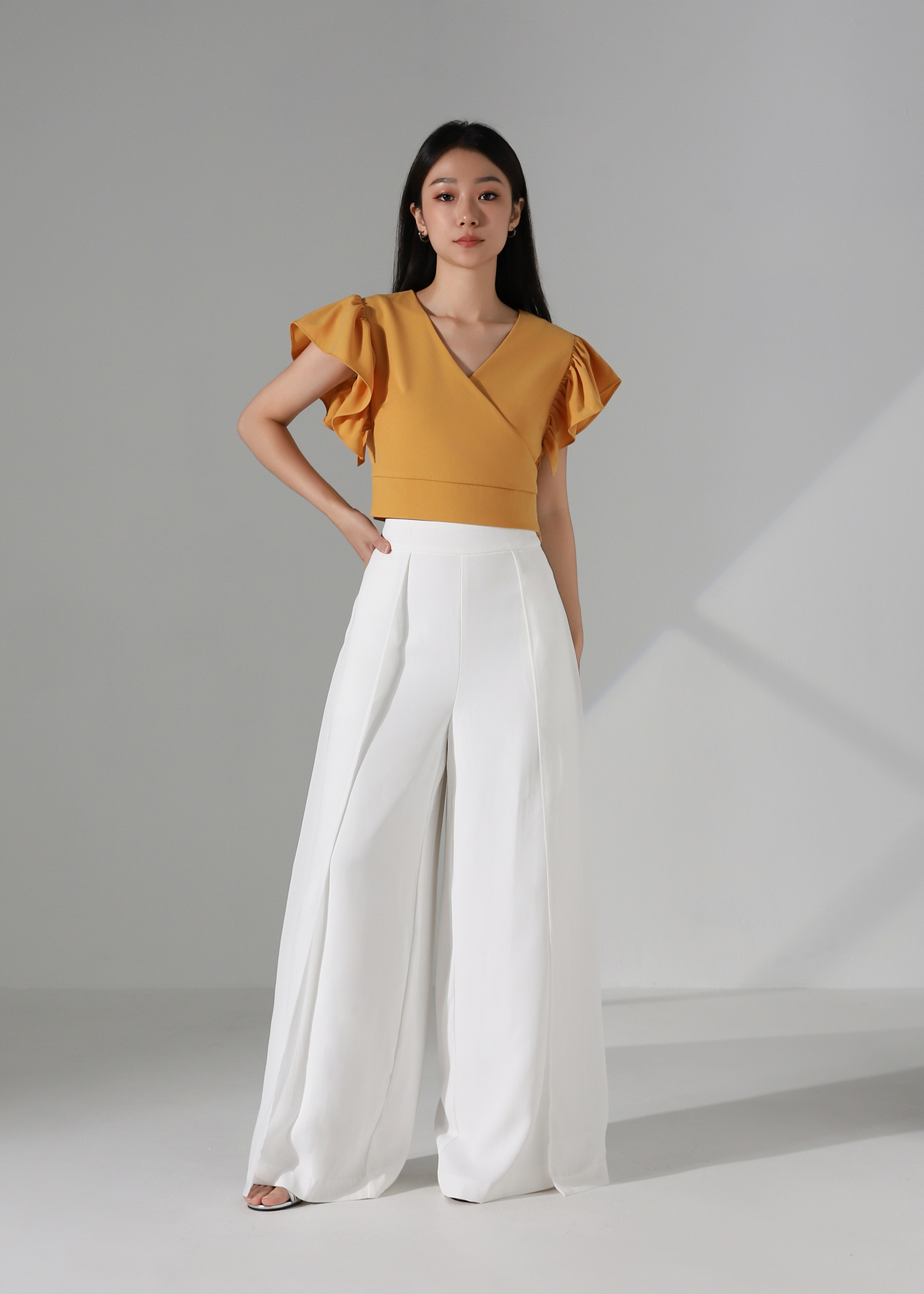 Ruffle Sleeve Wrap Top AC883