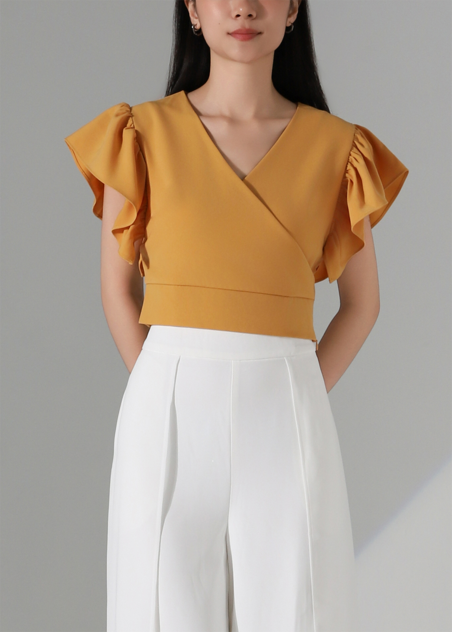 Ruffle Sleeve Wrap Top AC883