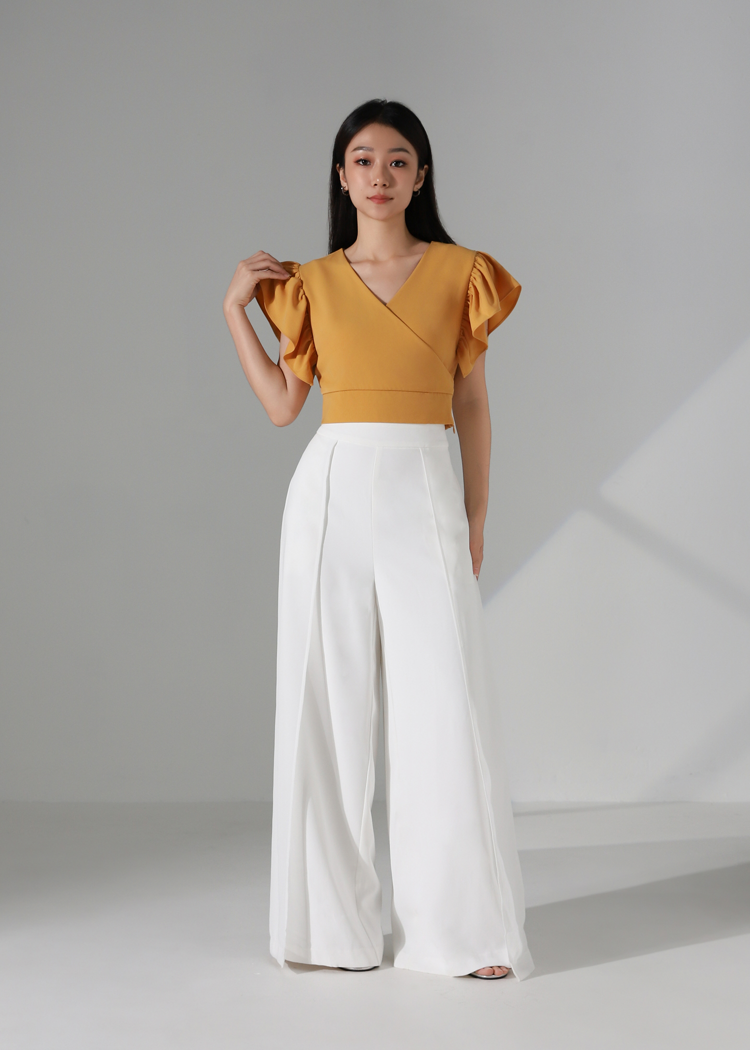Ruffle Sleeve Wrap Top AC883