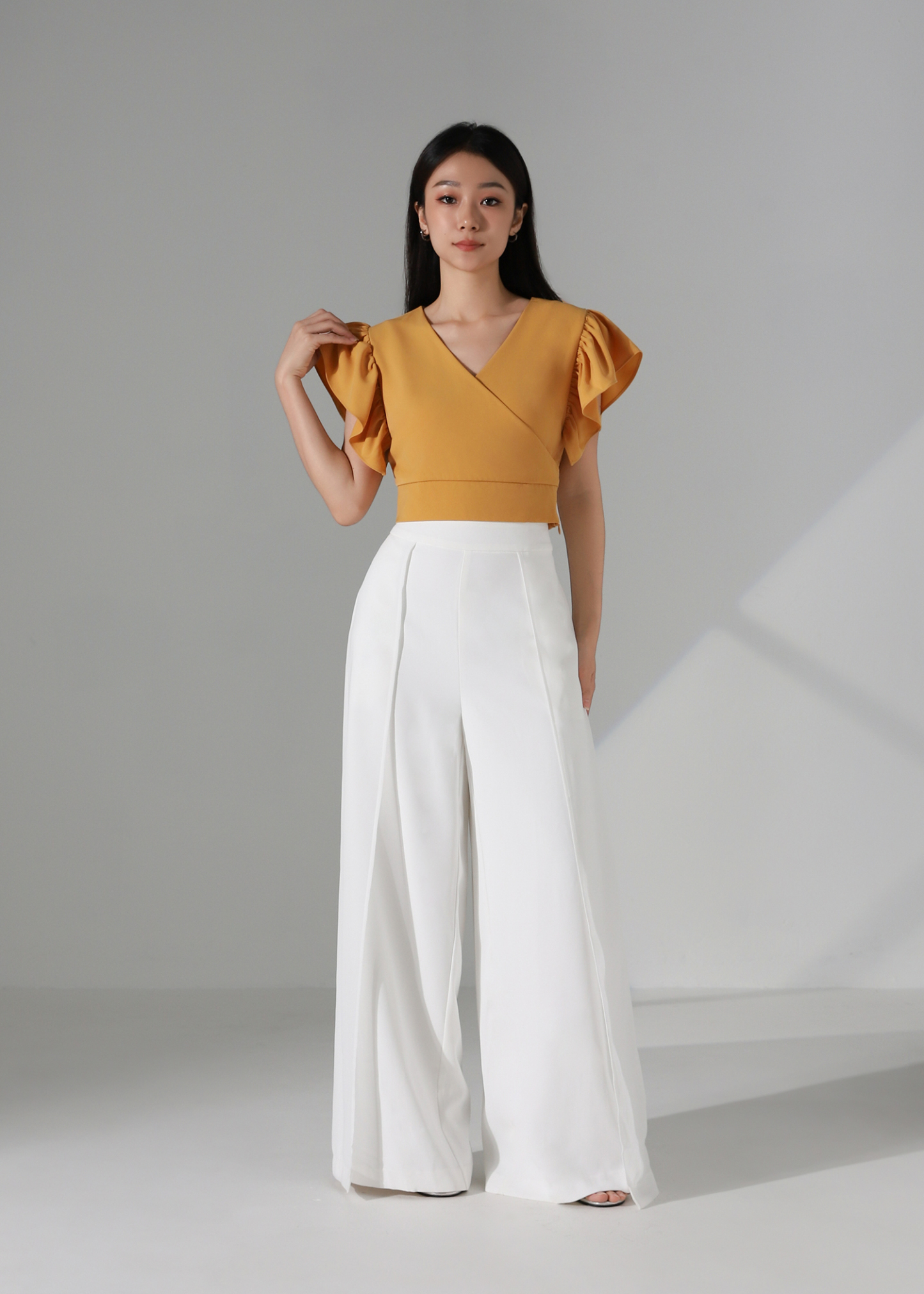 Ruffle Sleeve Wrap Top AC883