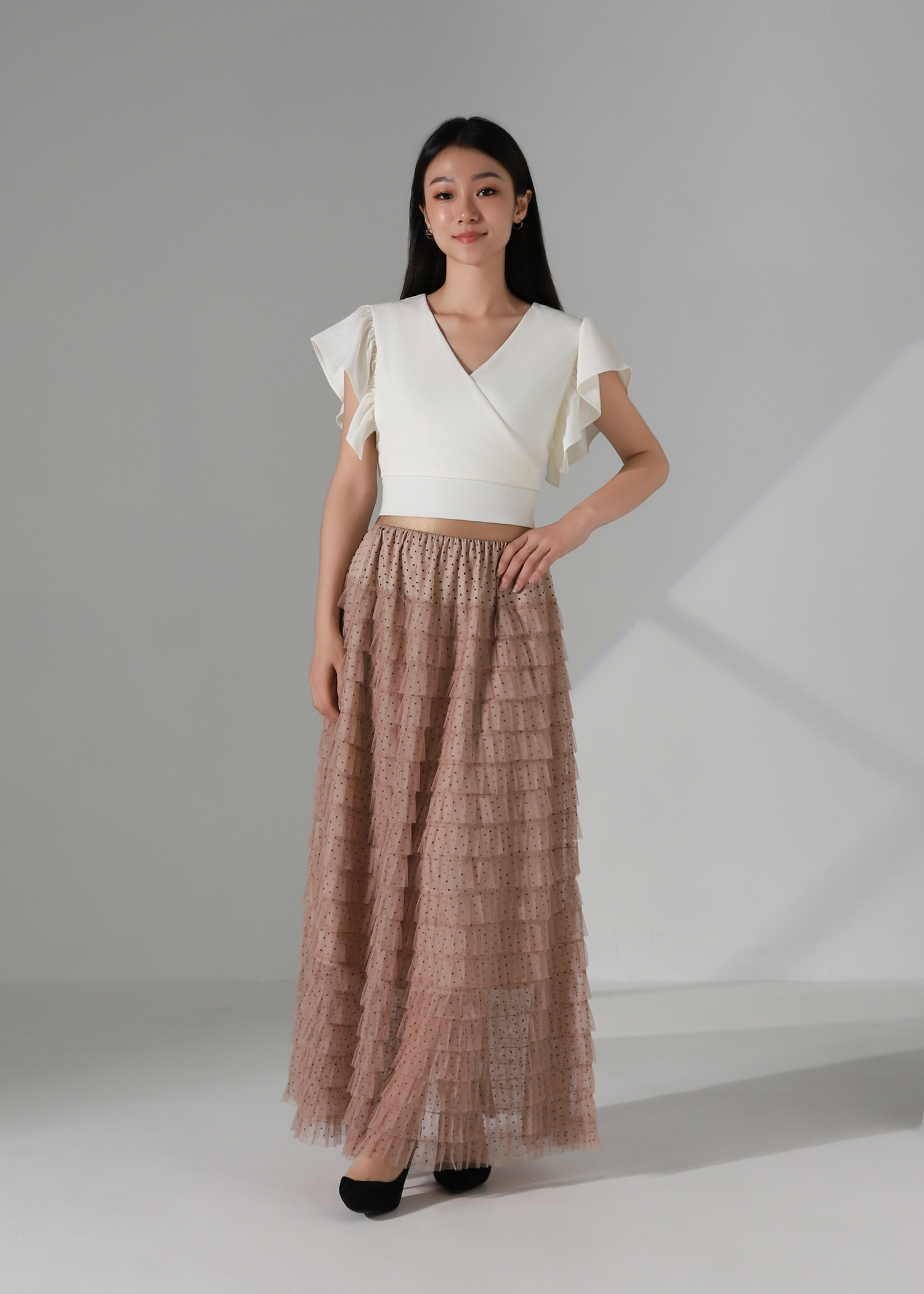 Ruffle Sleeve Wrap Top AC883