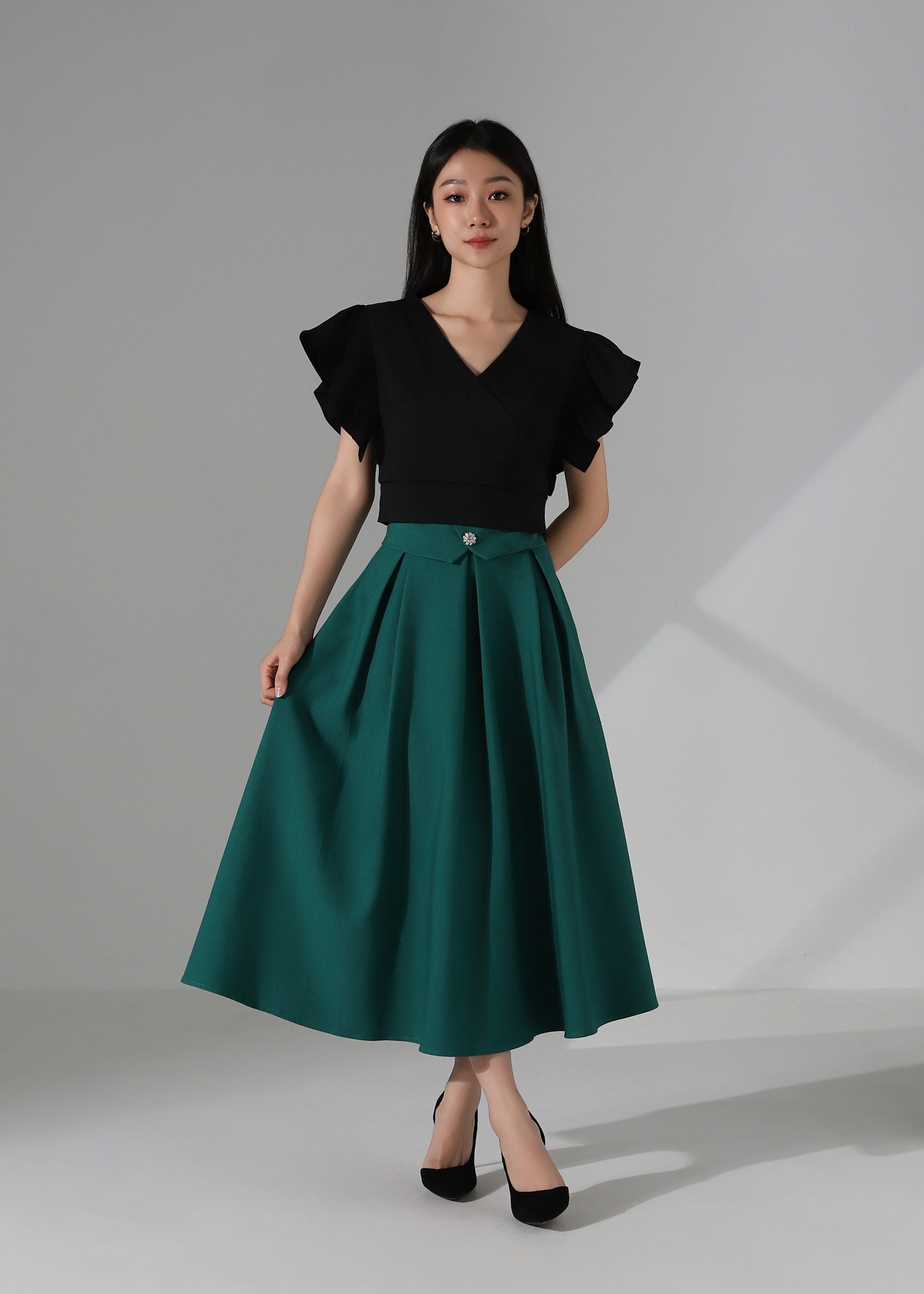 Ruffle Sleeve Wrap Top AC883