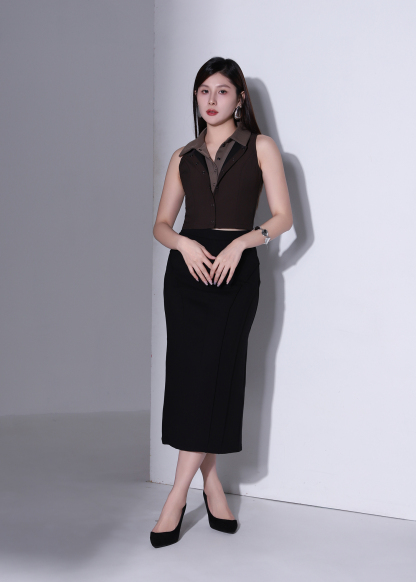 Panelled Pencil Midi Skirt AC891