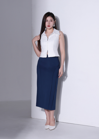 Collared Zip-Up Sleeveless Top AC892