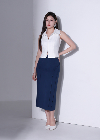 Collared Zip-Up Sleeveless Top AC892