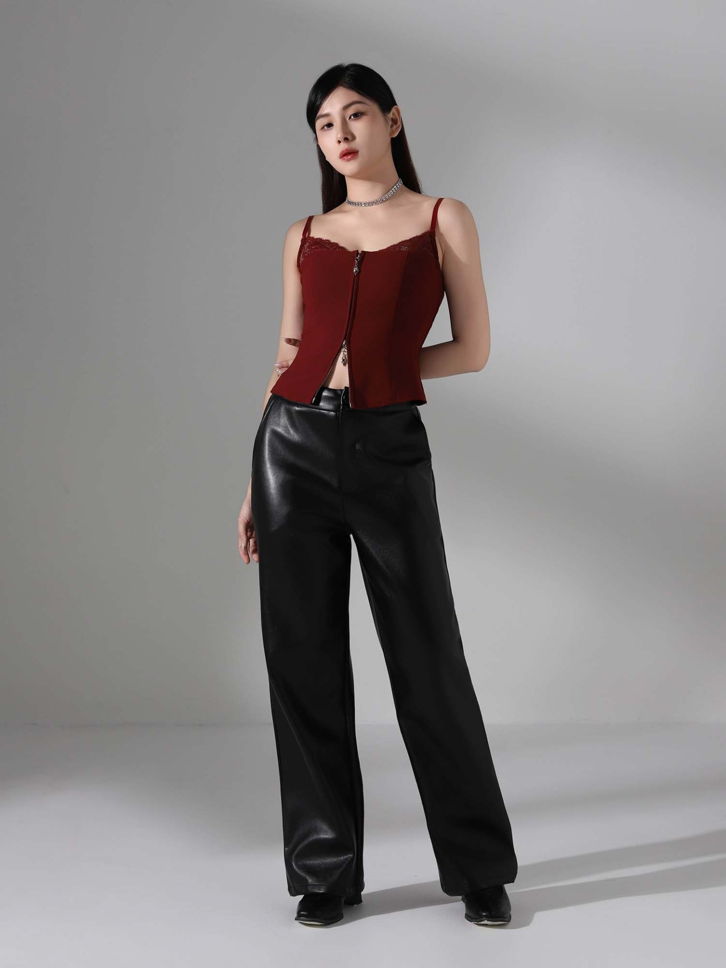 With Lace Front Zip Top AC918