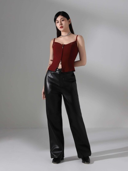 With Lace Front Zip Top AC918