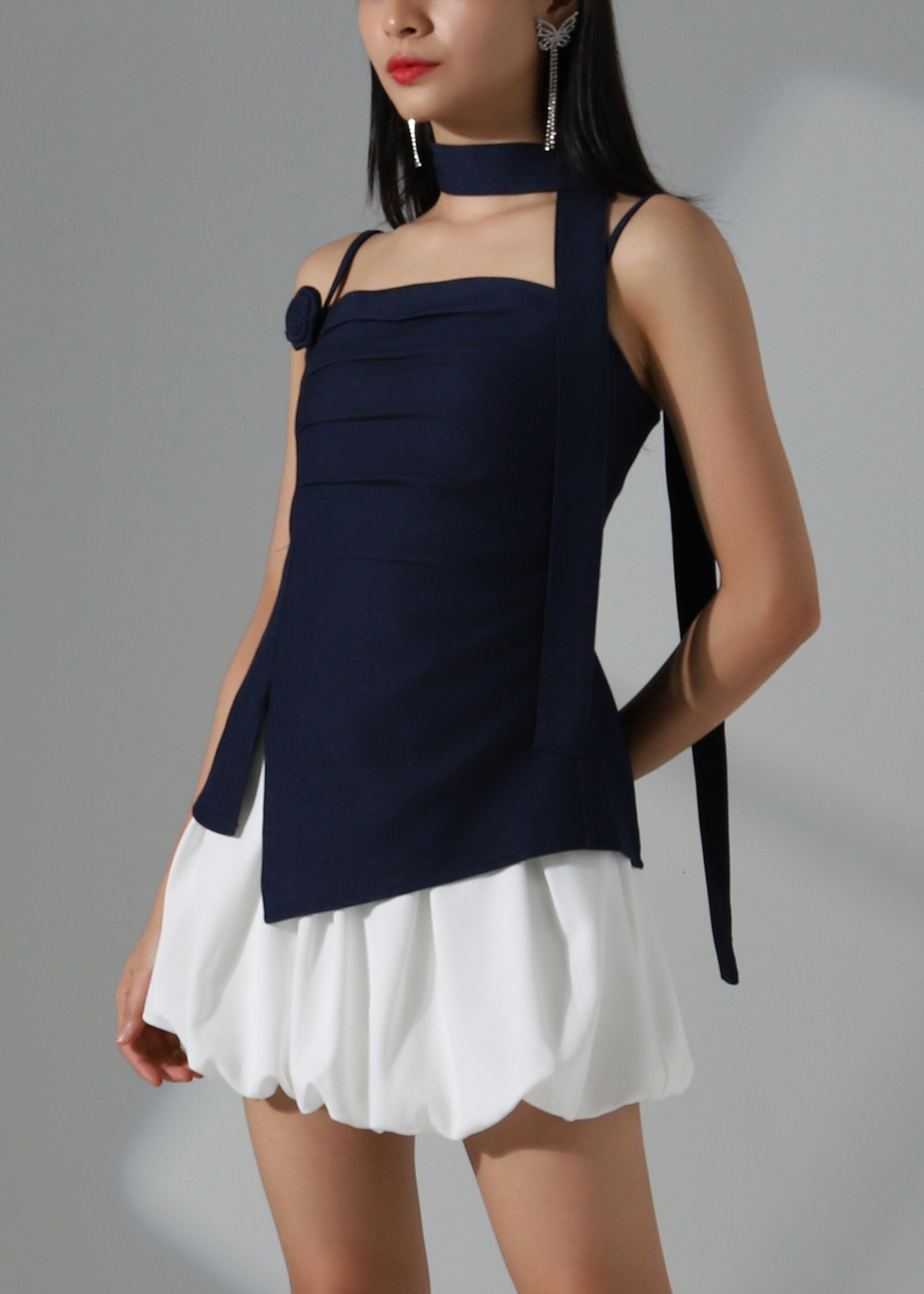 Formal Sleeveless With Decorative Flower Top AC933