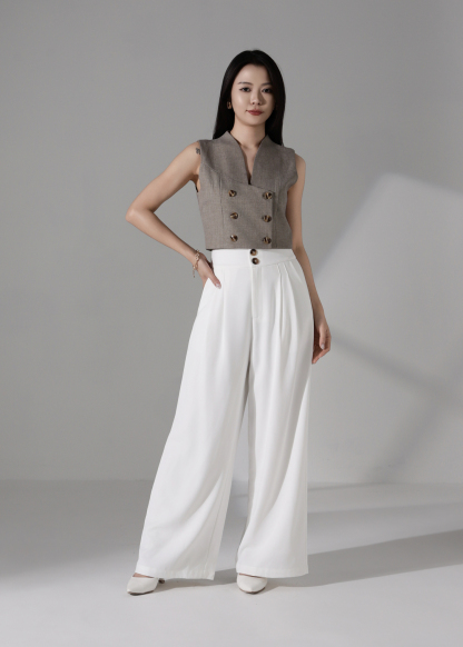 One-Shoulder Button Crop Top AC941
