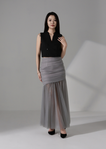 One-Shoulder Button Crop Top AC941