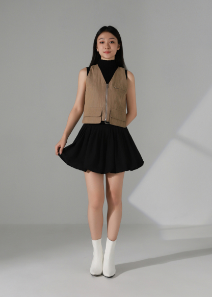 Sleeveless Front Zip Top AC944