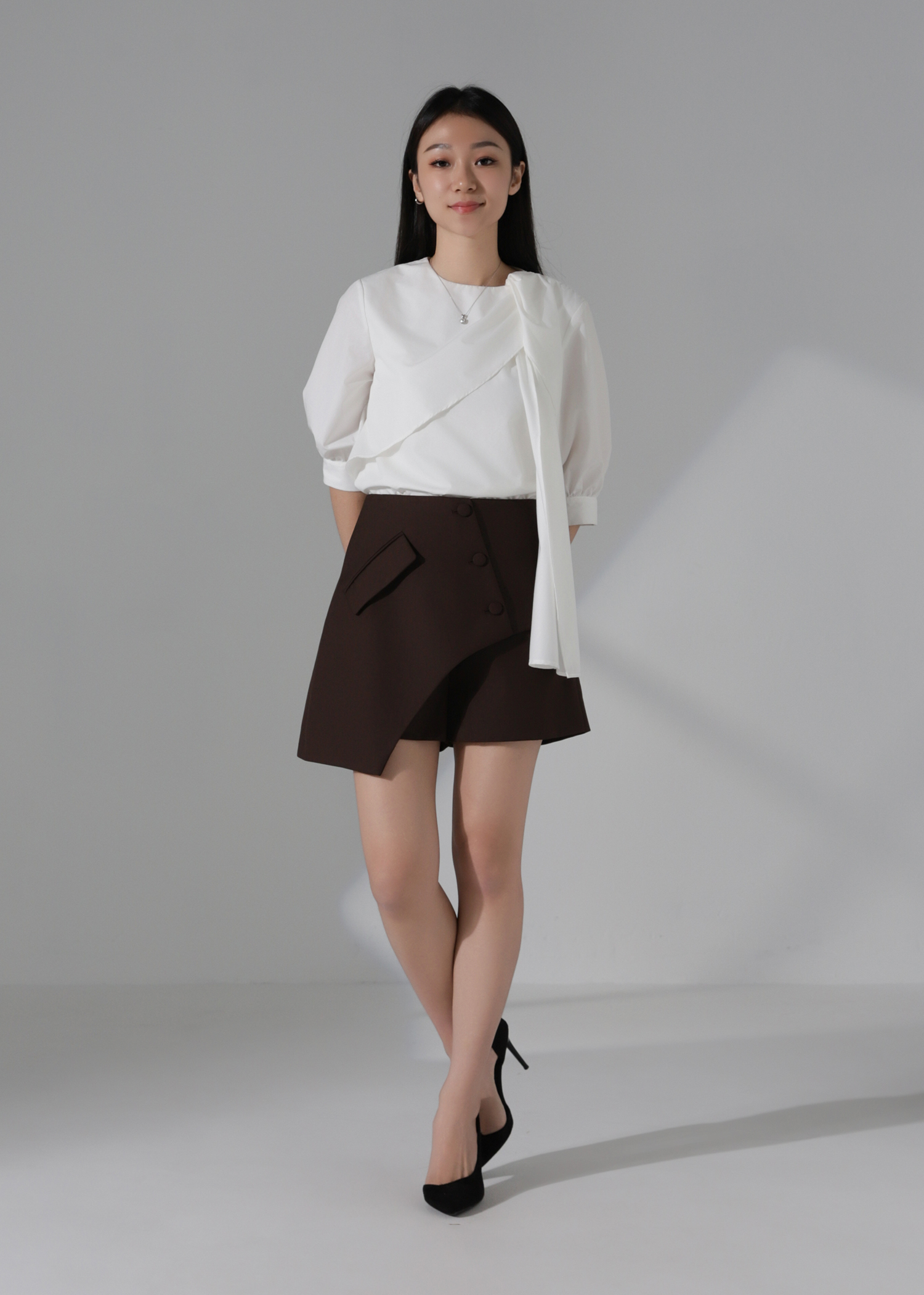 Button Wrap Skort AC948