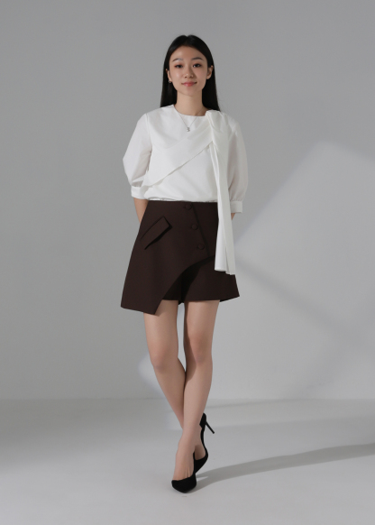 Button Wrap Skort AC948