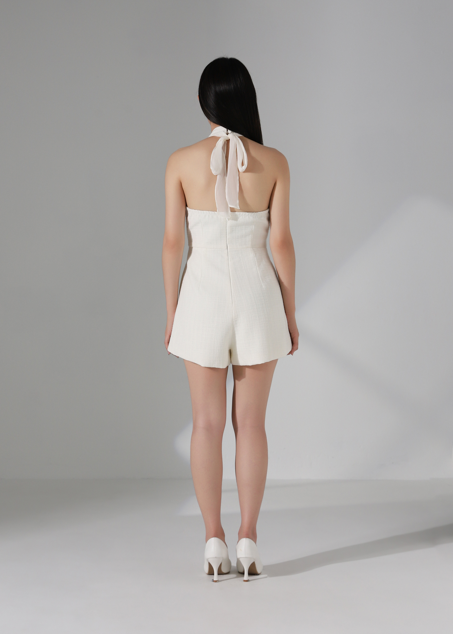 Halter Tweed Romper AC949