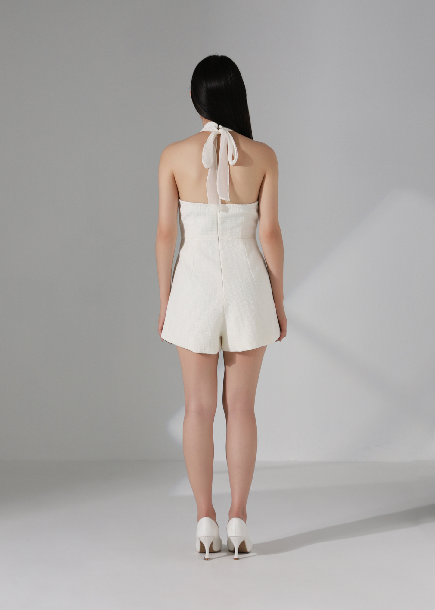 Halter Tweed Romper AC949