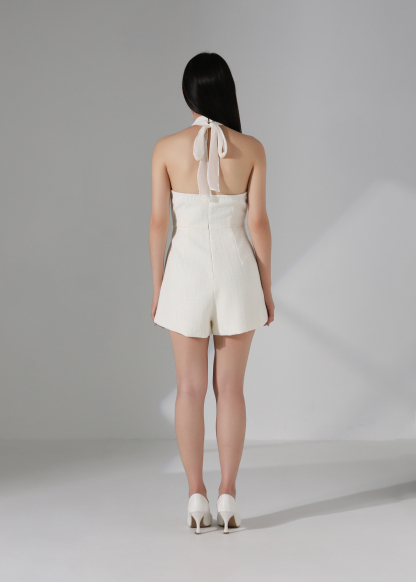 Halter Tweed Romper AC949