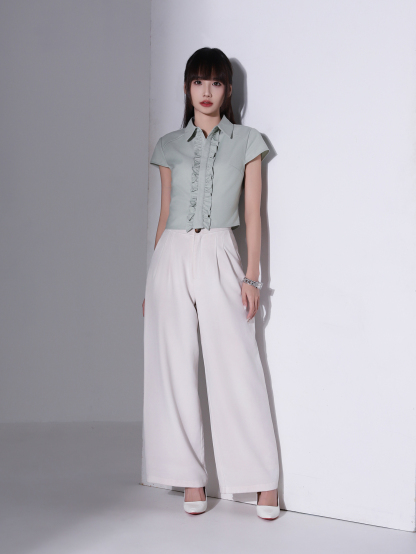 Cap Sleeve Ruffles Blouse AC952