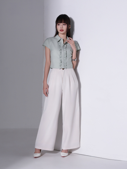 Cap Sleeve Ruffles Blouse AC952