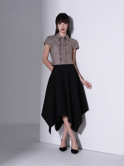 Cap Sleeve Ruffles Blouse AC952