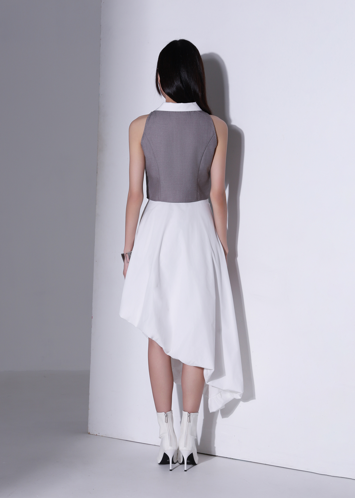 Fake Two Piece Collar Front Zip Top AC959