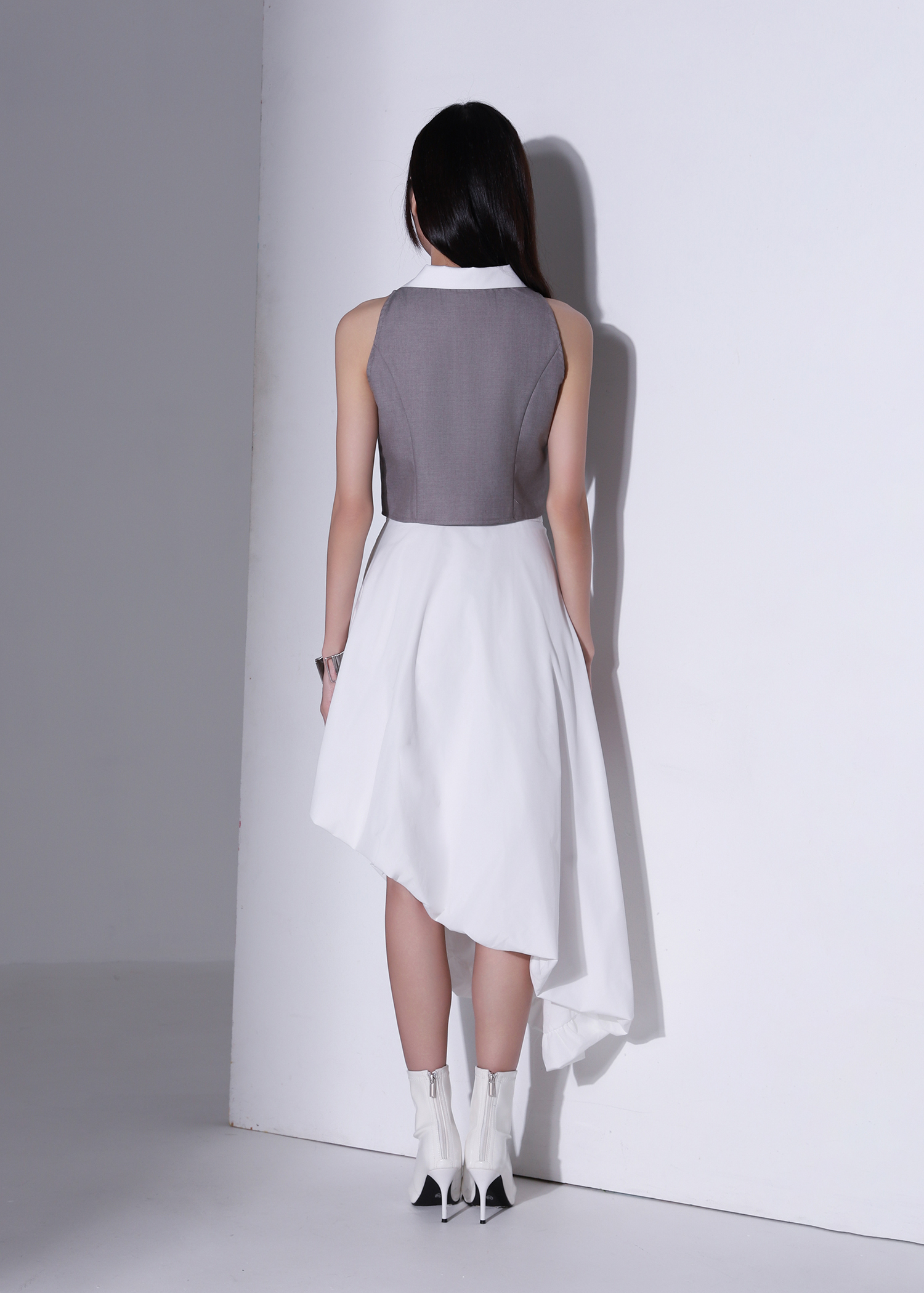 Fake Two Piece Collar Front Zip Top AC959