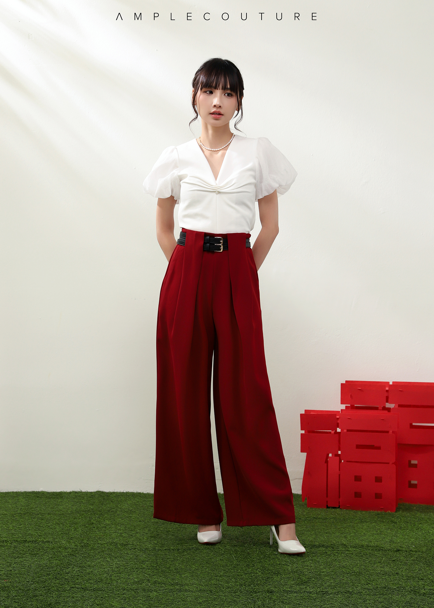 Puff Sleeve Net Top AC218