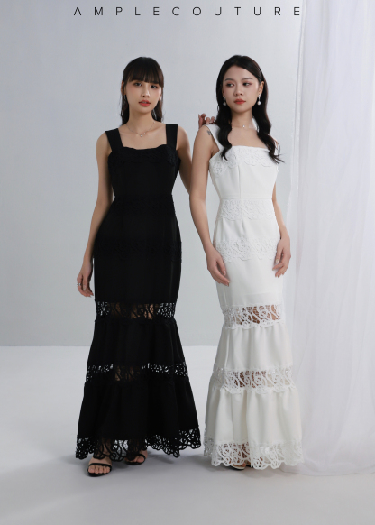 Vacation Style Eyelet Lace Dress AC783
