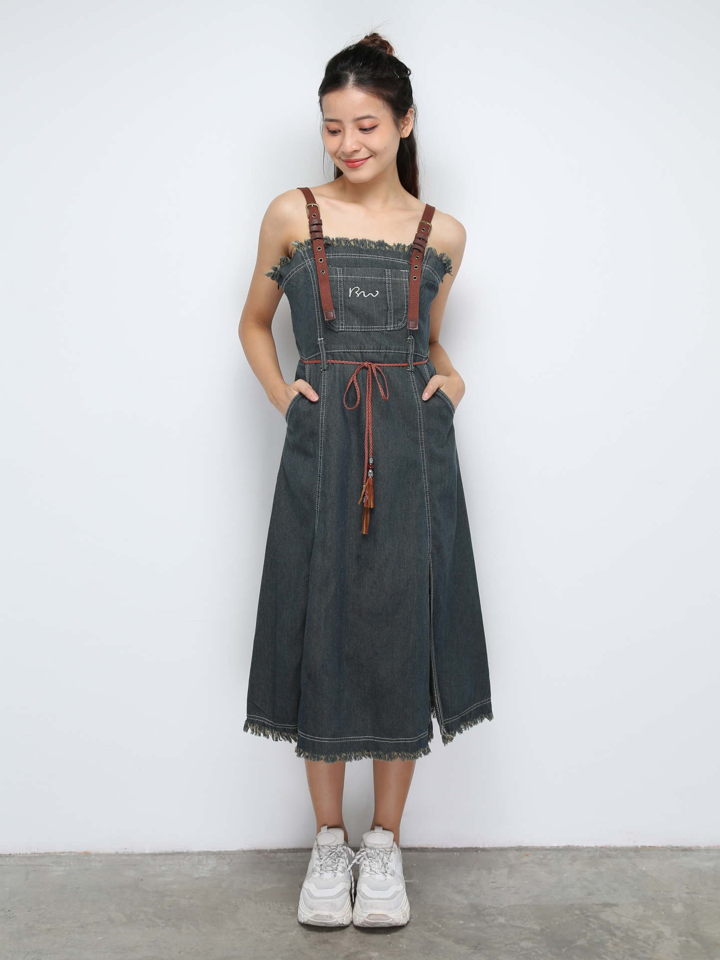 Denim Side Split Dress 31365