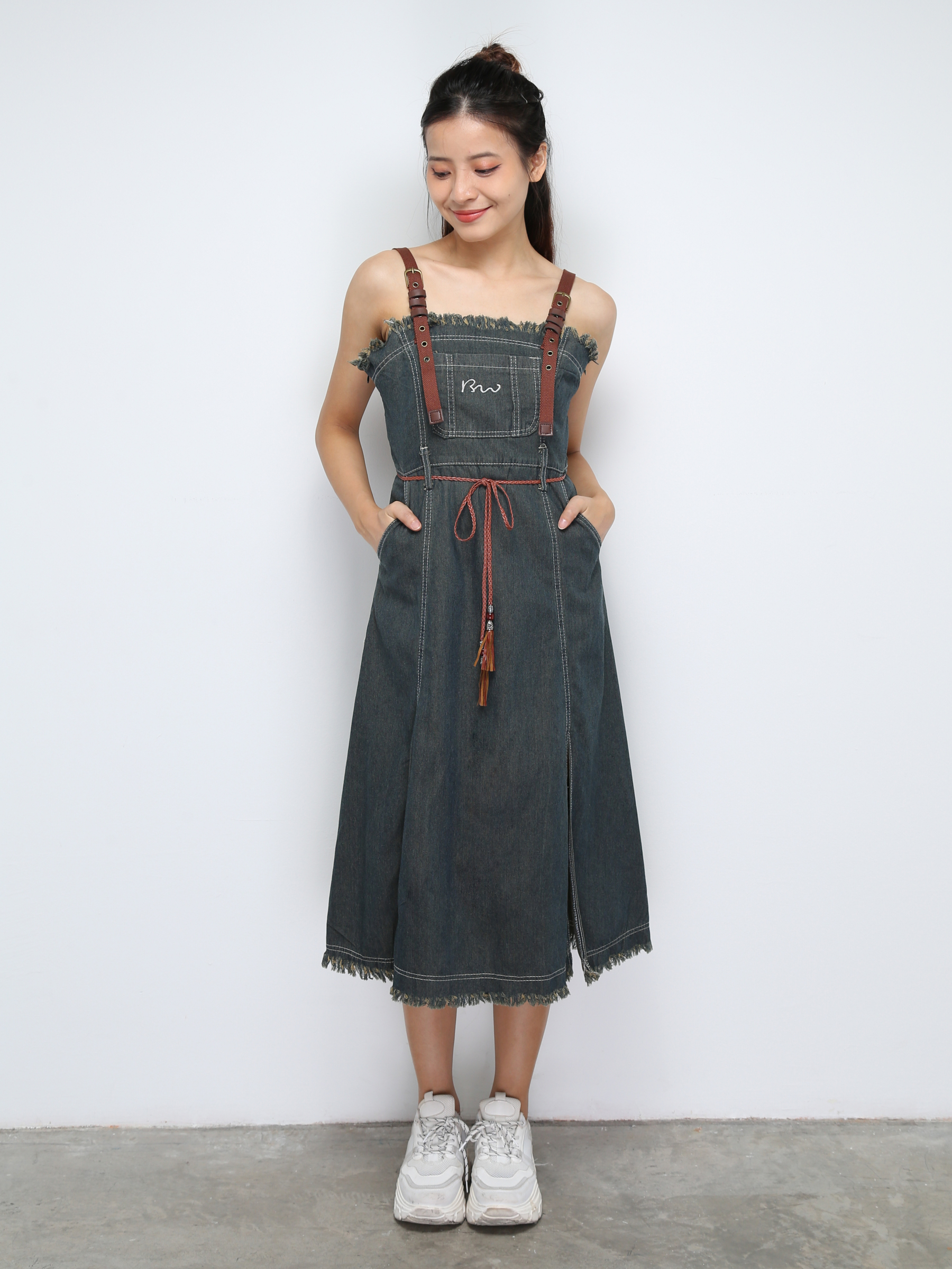 Denim Side Split Dress 31365