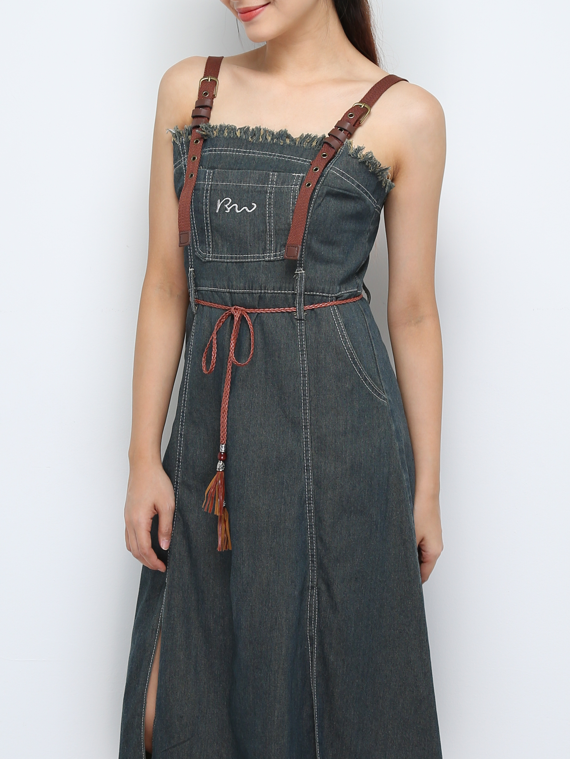 Denim Side Split Dress 31365