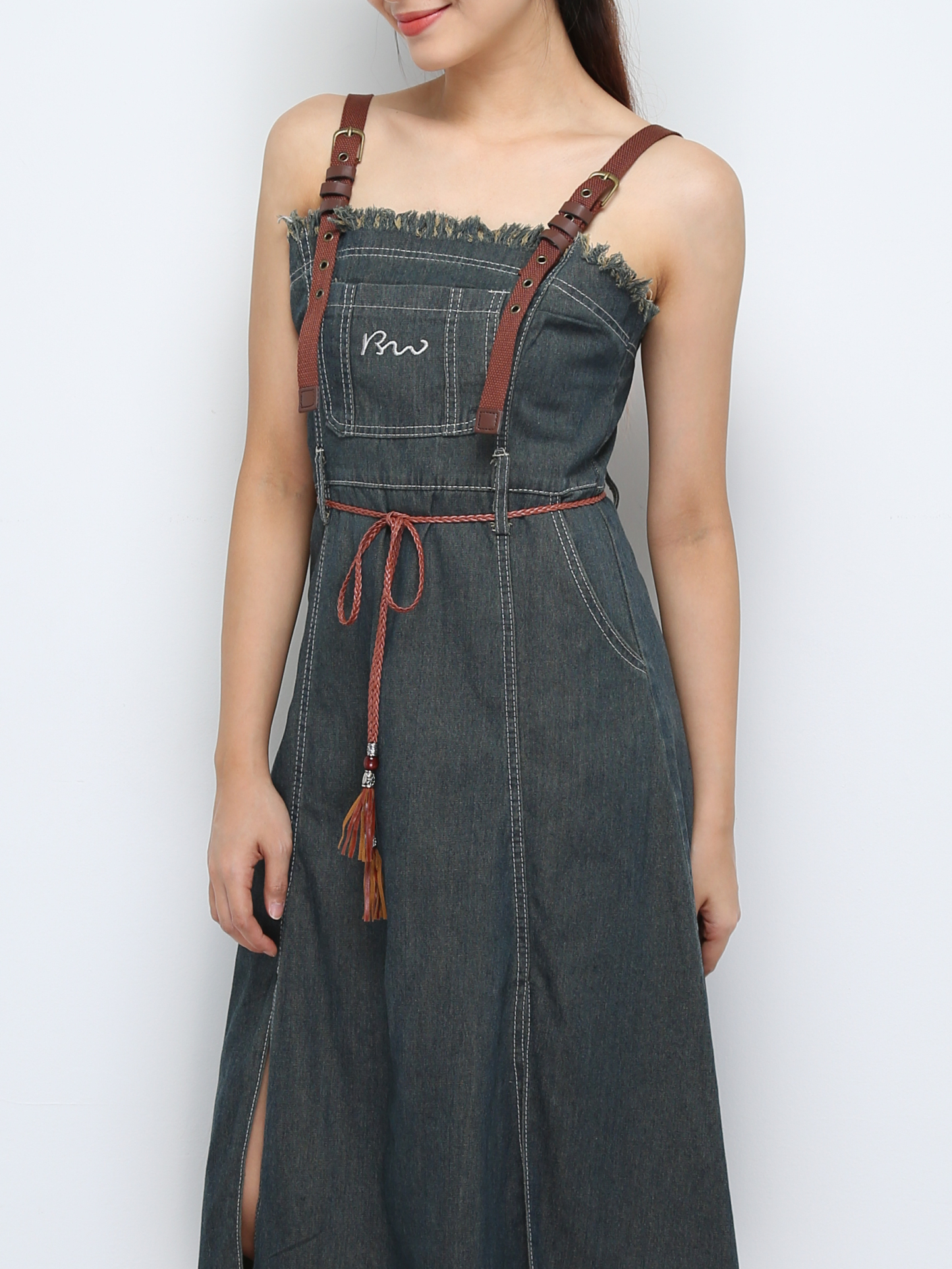 Denim Side Split Dress 31365