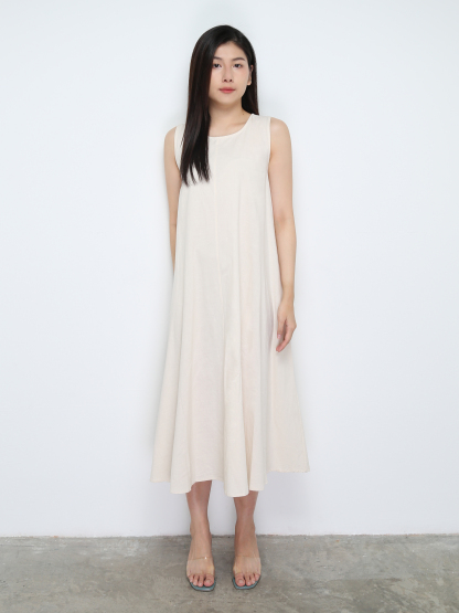 Sleeveless Plain Dress 30353