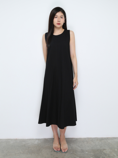 Sleeveless Plain Dress 30353